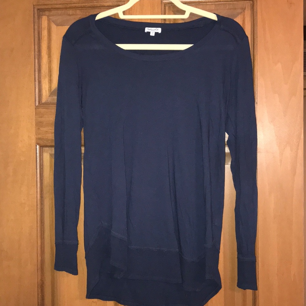 Splendid Navy Cozy Top w Waffle Accents